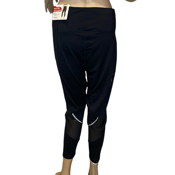 BCG Hi-Rise Running Athletic Workout Reflective 7/8 Leggings Black Sz Large NWT - Picture 3 of 5